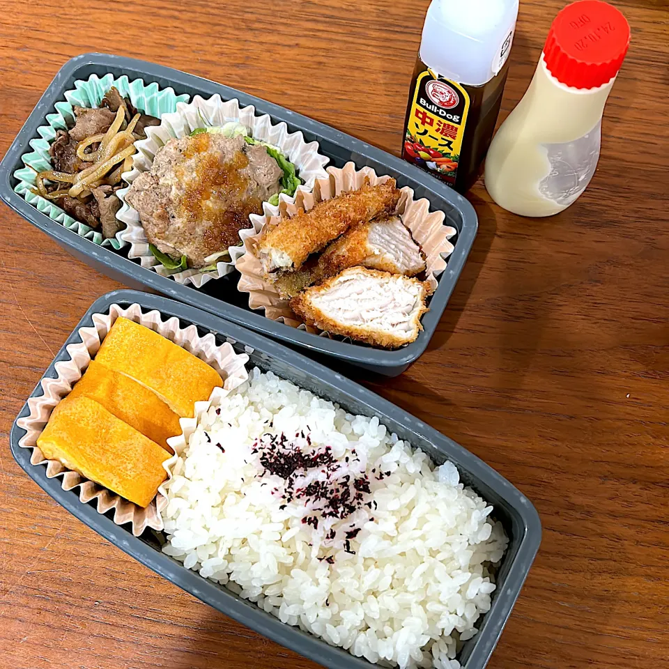 Snapdishの料理写真:2024/4/24 高2息子&旦那弁当|こうれい母さん