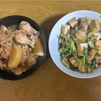 Snapdishの料理写真:鶏肉さっぱり煮&厚揚げ炒め物|だんごさん