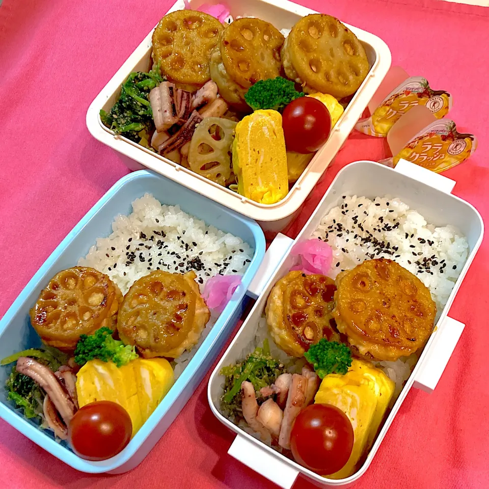 Snapdishの料理写真:鶏肉のれんこん挟み焼き弁当|R☆Mさん