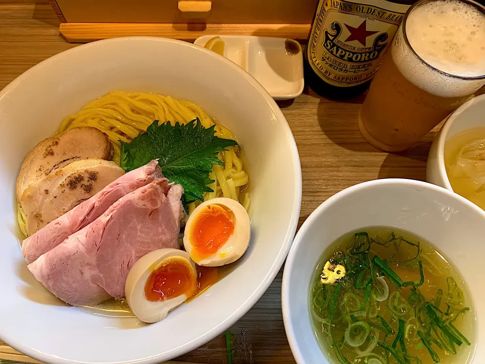 Snapdishの料理写真:昆布水つけ麺　特製　白醤油　赤星　@支那蕎麦澤田　新宿御苑|KimaLABOさん