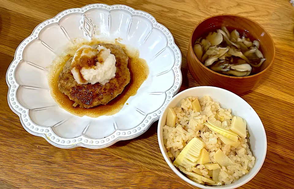 たけのこご飯と和風ハンバーグ|ゆうさん