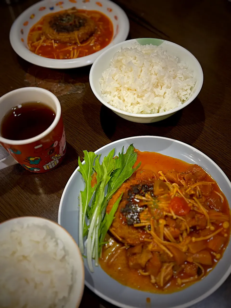 榎茸のトマト煮込みハンバーグ　アールグレイティー|ch＊K*∀o(^^*)♪さん