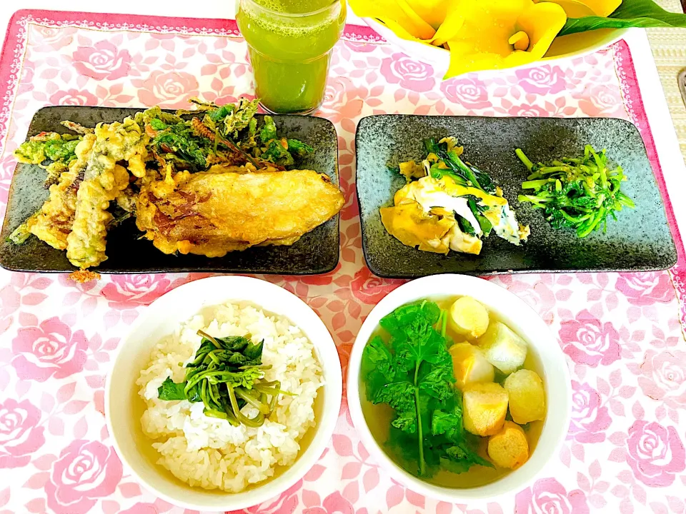 Snapdishの料理写真:山菜尽くしの朝ごはん^ - ^|HAMI69さん