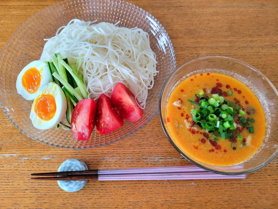 担々つけ汁そうめん|まめすけさん