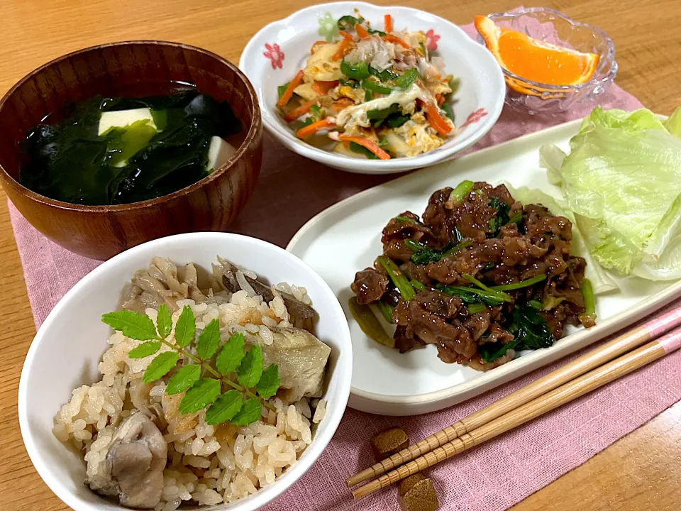 ＊具沢山筍ごはん＆焼肉＆チャンプルー＊|＊抹茶＊さん