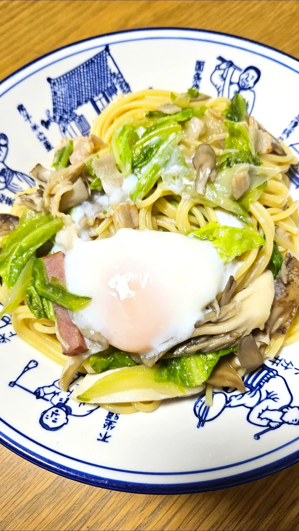 温たまキャベツきのこのスパゲッティ|みあこさん