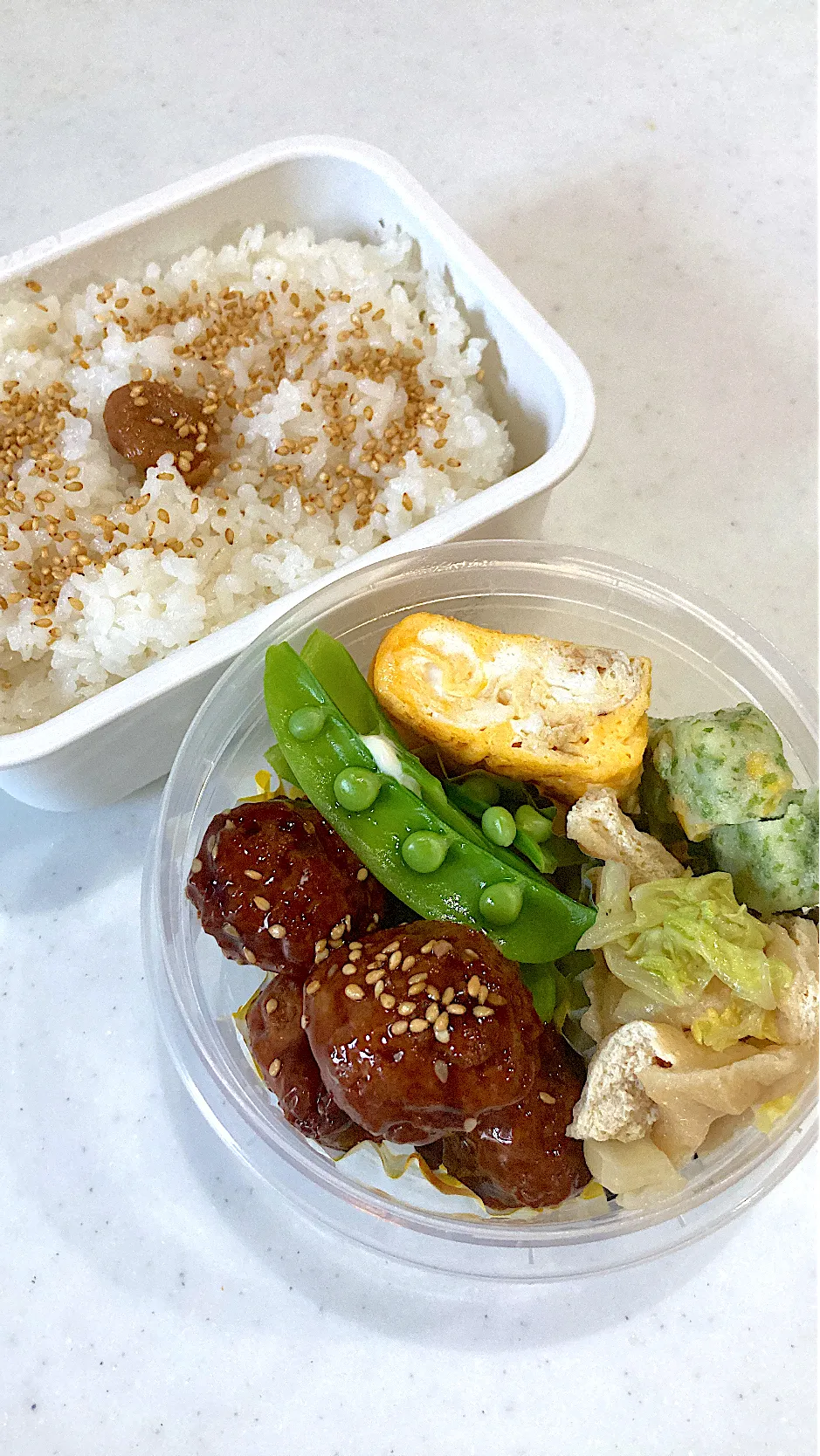 肉だんご、白菜と油あげの煮物、玉子焼き|さにー☆ミさん