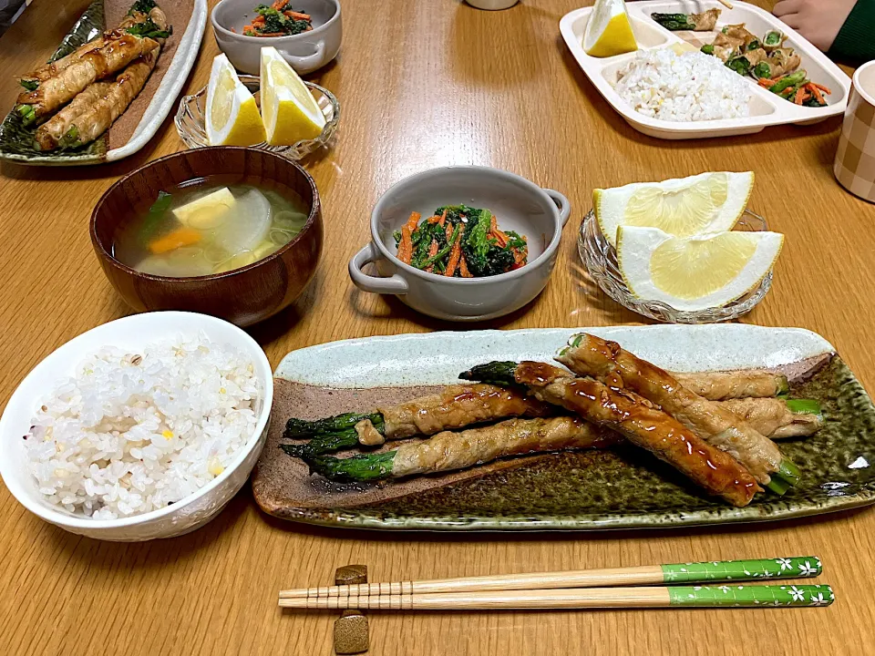 ＊アスパラの肉巻き照り焼き＆胡麻和え＊|＊抹茶＊さん