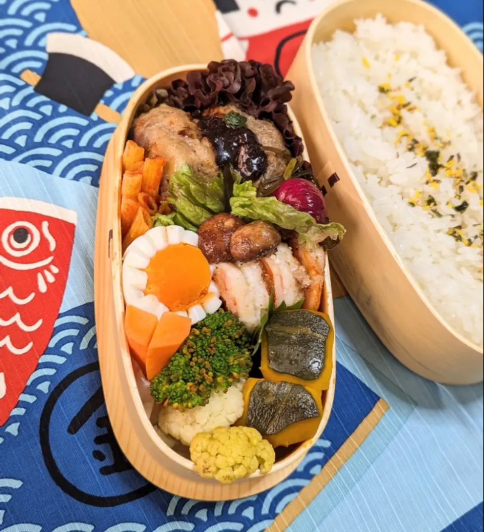 本日のお弁当〜ハンバーグとあるもんで弁当|f.1125beさん