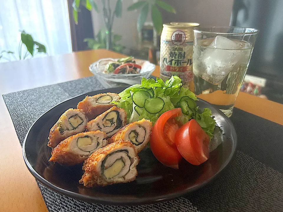 鶏胸肉のしそチーズカツと酢の物|みっきーさん