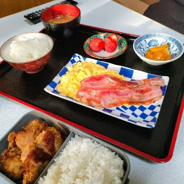 Snapdishの料理写真:和スクラモーニングと部活弁|ariyo4200さん