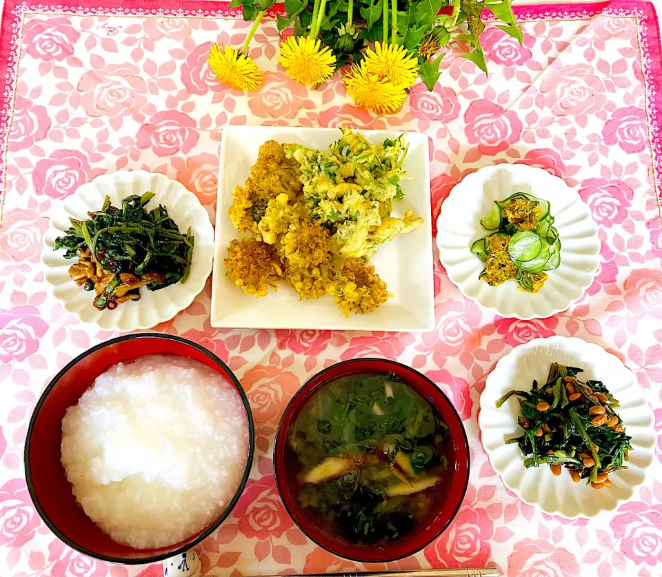 食べれる雑草たんぽぽのフルコース朝ごはん笑|HAMI69さん