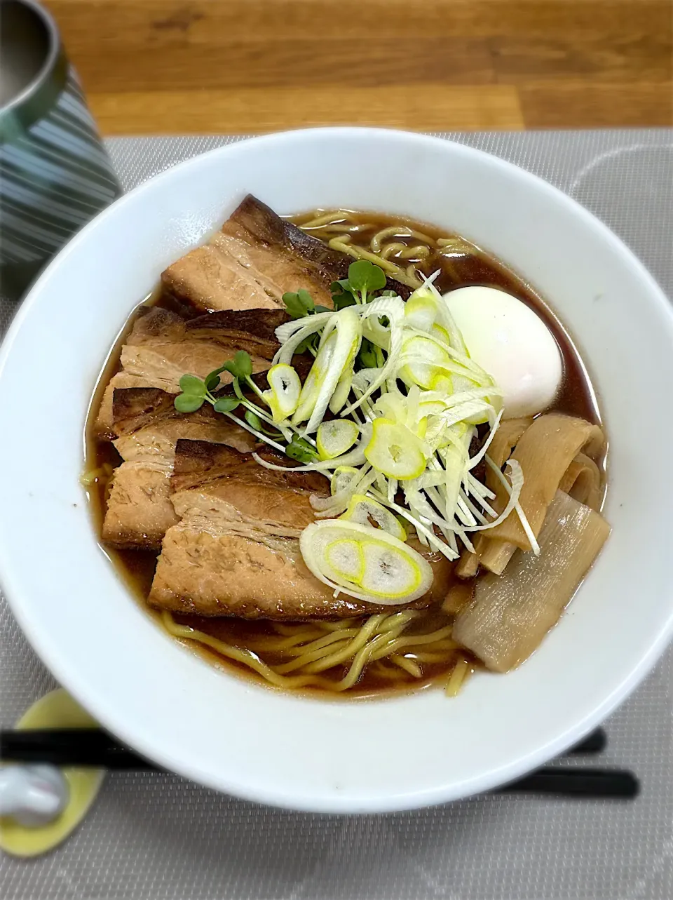 Snapdishの料理写真:自家製メンマ煮入りチャーシュー麺|morimi32さん