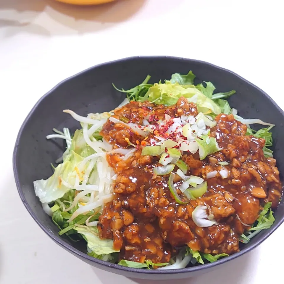 オイスターソースのサラダ肉味噌うどん|もえさん