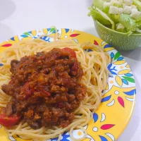 Snapdishの料理写真:オイスターソースが隠し味！ミートソース🍝|もえさん