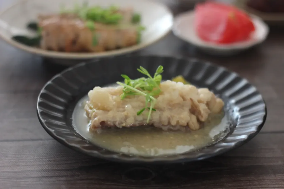 かすべのみぞれポン酢レンジ蒸し|ちいさなしあわせキッチンさん