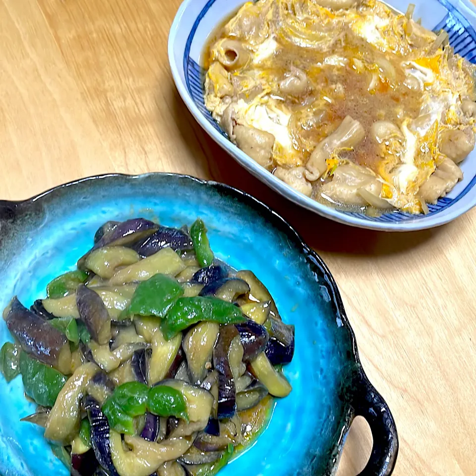 ナス味噌炒めと鶏皮親子煮|abekoさん