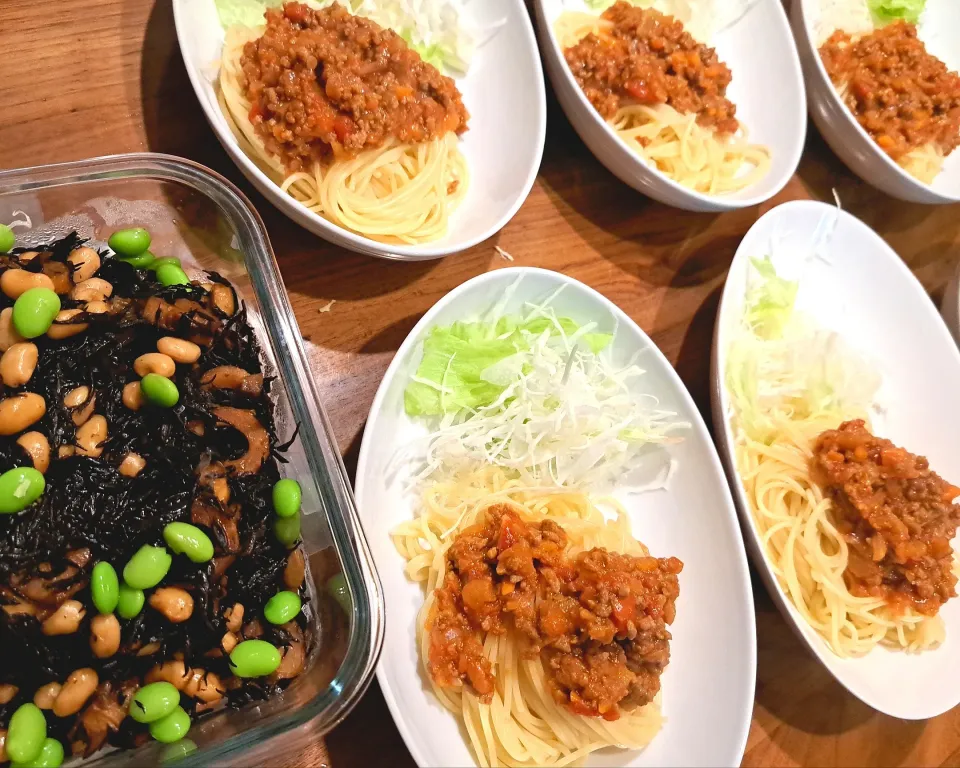 ミートソーススパゲティ　ひじき煮|m aさん