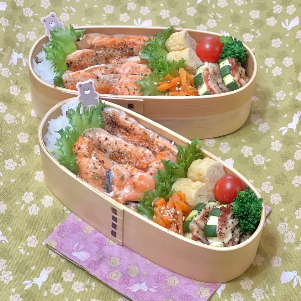 サーモンスライス☘️の双子ちゃんお弁当　5/9木|sweet homeさん