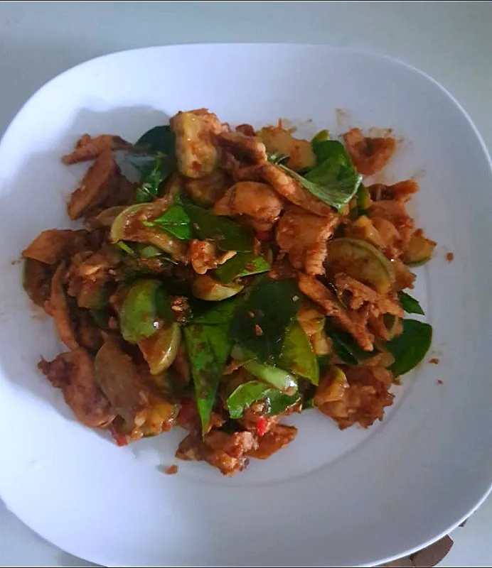 Snapdishの料理写真:stir fry spicy chicken with red chili paste🍗🌶|patlovestocookさん