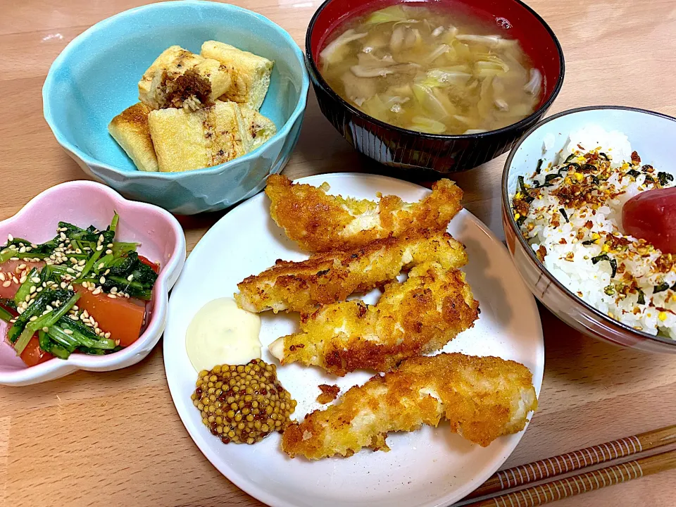 鶏ささみ🐓揚げ定食🍚|かおちゃんさん