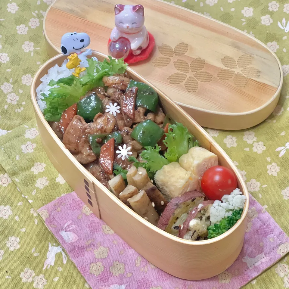 Snapdishの料理写真:回鍋肉☘️の🩷ちゃんお弁当　5/14火|sweet homeさん