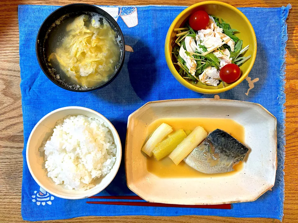 鯖の味噌煮と棒棒鶏風のサラダ|ハラダメシさん