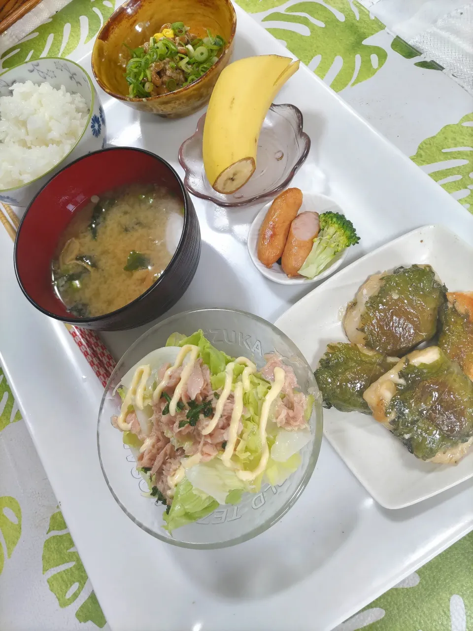 Snapdishの料理写真:お弁当の残りと余り物で、lunch😋🍴💕|rikako♪。.:＊さん