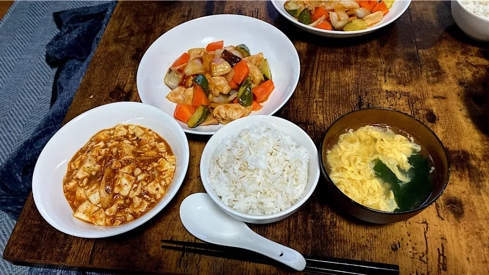 酢鶏と麻婆豆腐とたまごスープ|しあぺんさん