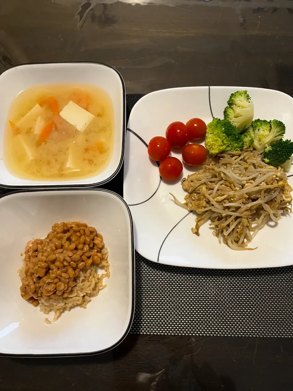 Natto⭐️miso soup⭐️stir fried bean sprouts with egg|Lunaさん