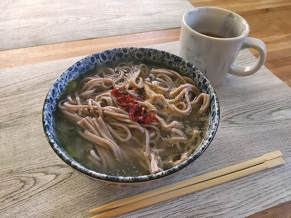 鶏むね肉の茹で汁でお蕎麦|puniさん