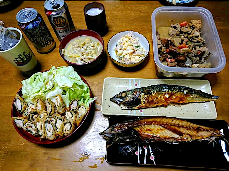 Snapdishの料理写真:煮染めドッサリの翌日の晩御飯|🐈⸒⸒⸒⸒つるのダンス🐈🐾さん