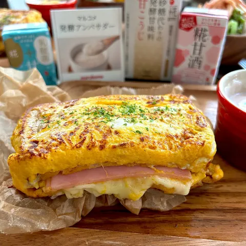 「プラス糀 甘こうじ」を使ってみたSnapdishの料理・レシピ写真:甘こうじで韓国発ワンパントースト風🍞