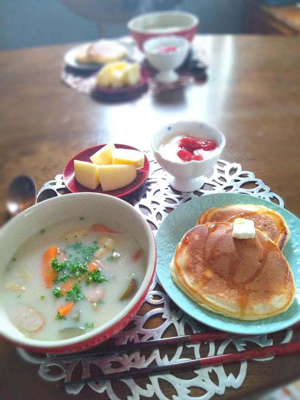 朝ごはん☁！|まめころさん