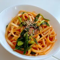 ニラとエビの和え麺|りんごさん