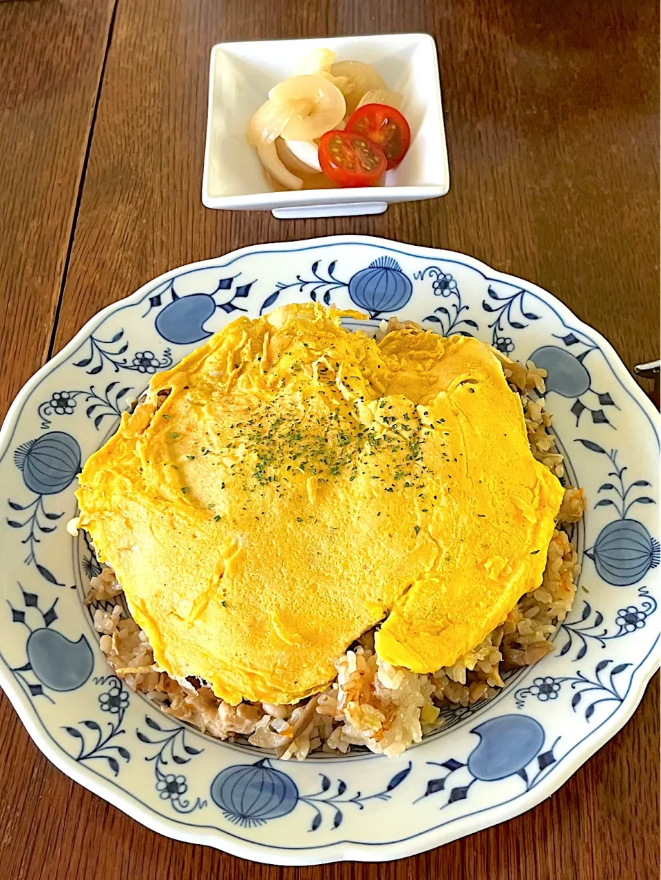 ランチ♯炊き込みご飯オムライス風|小松菜さん