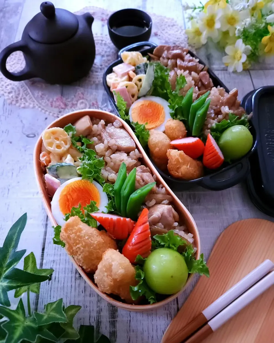 Snapdishの料理写真:鶏ごぼうごはん弁当|sugar beansさん