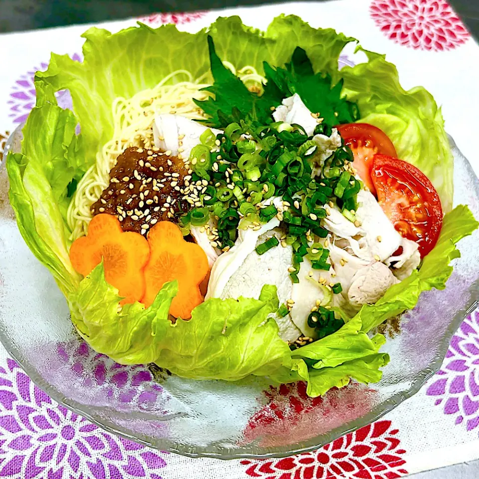 レタスシャキシャキ！冷しゃぶそうめん|まめもにおさん