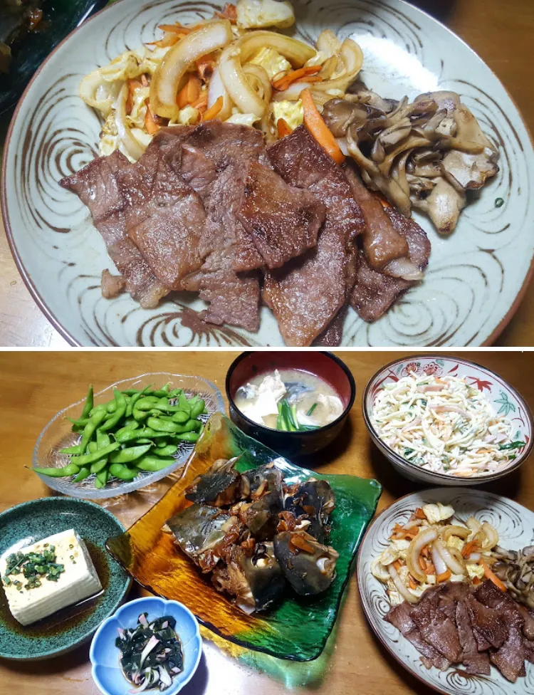 ある日の晩御飯 焼肉 枝豆|🐈⸒⸒⸒⸒つるのダンス🐈🐾さん