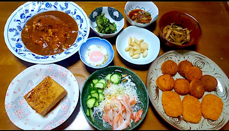 ある日の晩御飯 アルモンデ 余り物で テキトーに|🐈⸒⸒⸒⸒つるのダンス🐈🐾さん