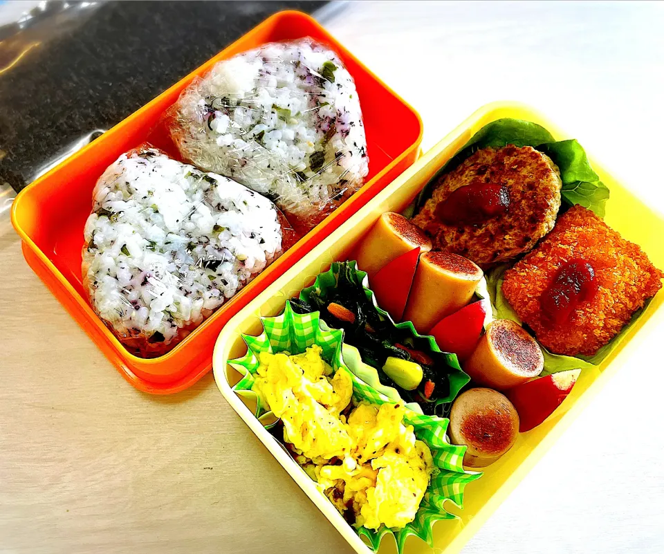 Snapdishの料理写真:高校生娘弁当/海苔パリパリおにぎり弁当|shioshioさん