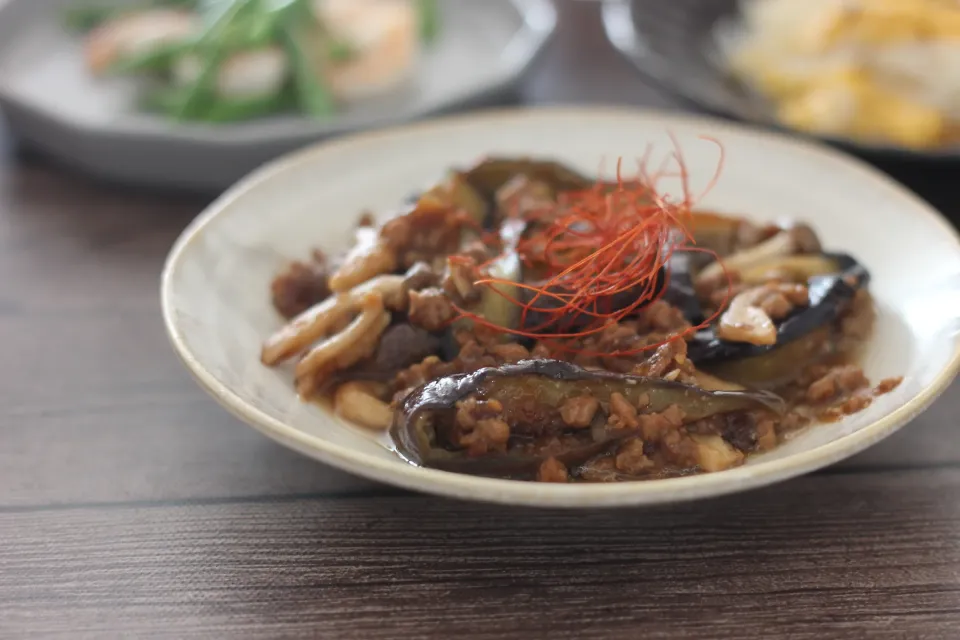 甘酒とみそと大豆ミートでつくる麻婆茄子|ちいさなしあわせキッチンさん