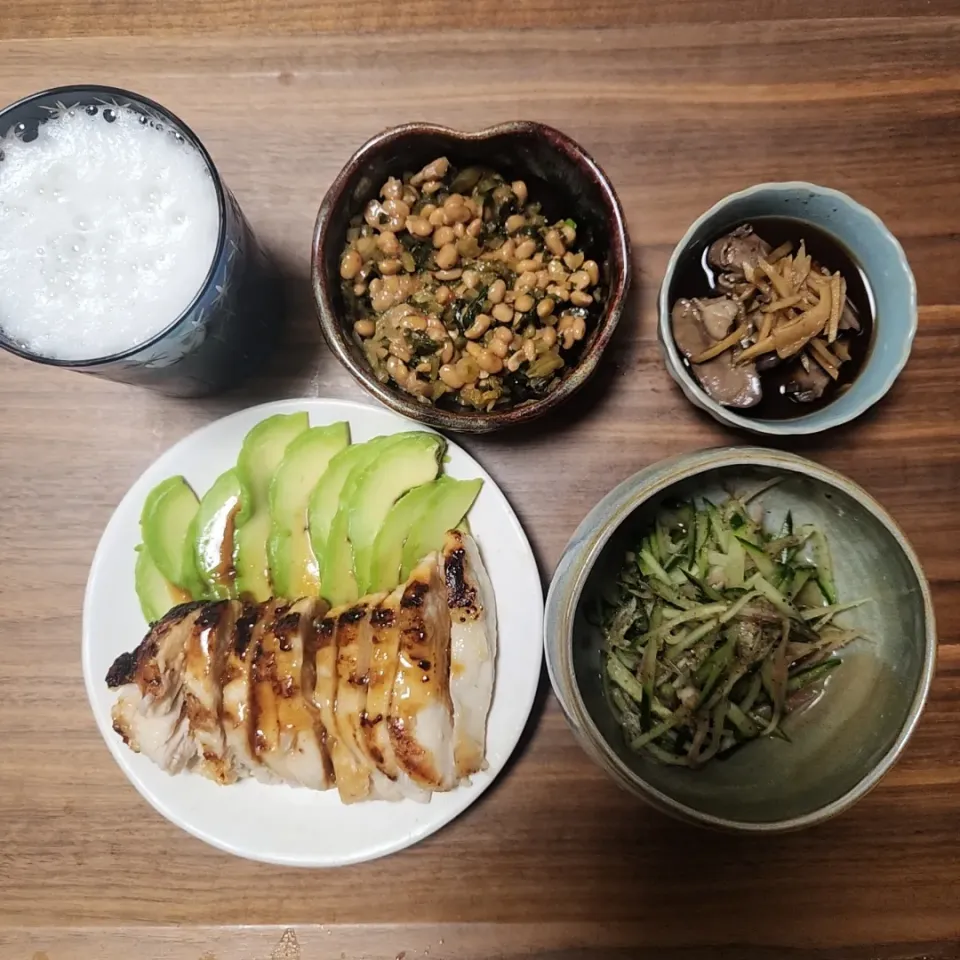 20240524
鶏もも玉ねぎ麹漬け焼き
胡瓜と茗荷の酢の物
高菜納豆
レバーの時雨煮|noccoさん