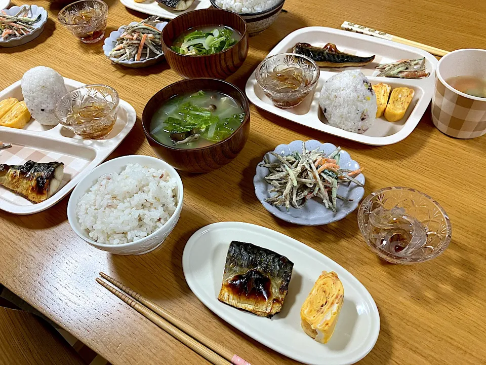 ＊焼き塩サバ🐟＆アミエビ出汁巻き玉子🦐＆ごぼうサラダ＊|＊抹茶＊さん