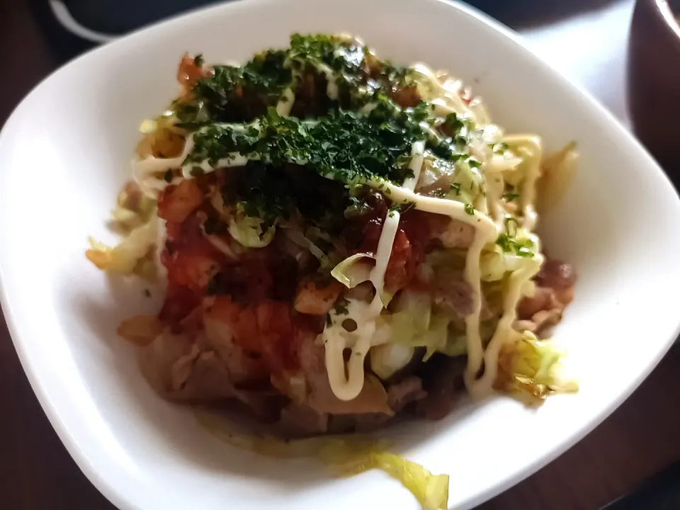 Snapdishの料理写真:お好み焼風丼|しおしおさん