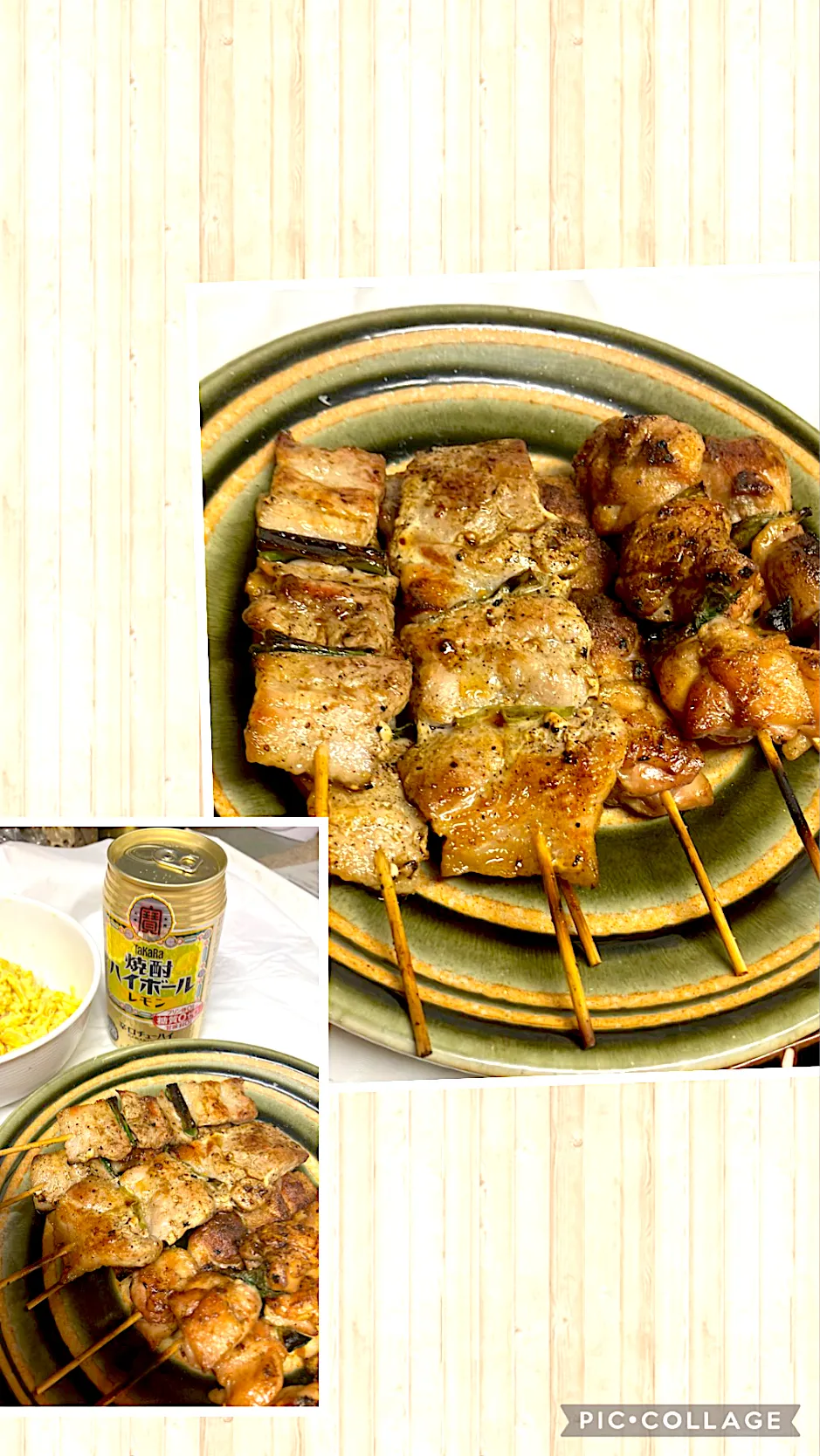 いつものお肉屋さんの手切り手刺しの焼き鳥が無性に食べたくなって焼きました😊🍖ねぎまと豚バラ|🐈⸒⸒⸒⸒つるのダンス🐈🐾さん