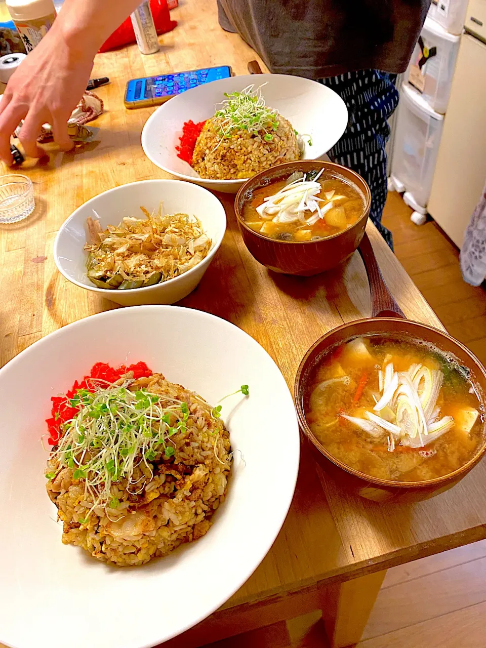 酔っ払い海老の漬けだれで作った海老なし海老炒飯定食|しよたん@うさぎ職人さん