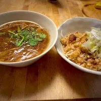 タコチャーハン🐙と玉ねぎの皮の玉ねぎスープ🧅|しよたん@うさぎ職人さん