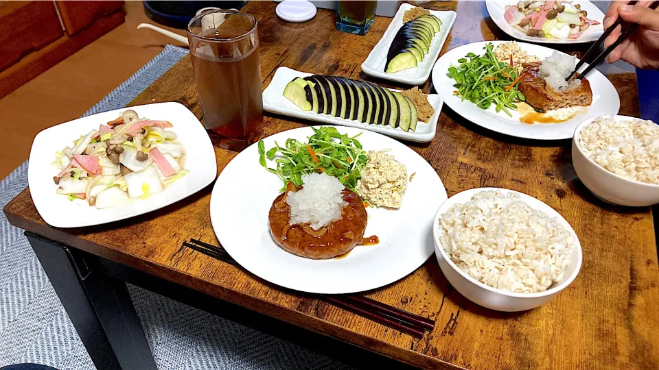 ハンバーグと白菜炒めと水なす|しあぺんさん