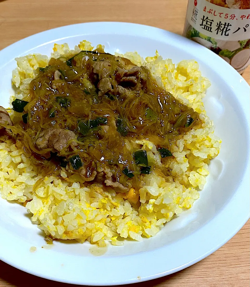 家にあるもので、あんかけチャーハン|やっちゃさん